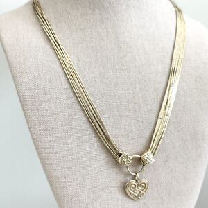 Shube Vintage 925 Liquid Sterling Silver Vermeil Multi Strand Heart Necklace 21"
